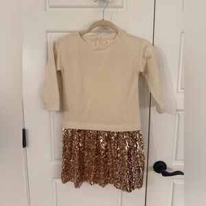 Crewcuts Cream Dress with Gold Accents Sequin Dress